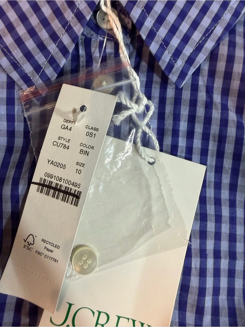 J.Crew Cerise shirt-dress in gingham cotton poplin in brilliant indigo - Picture 8 of 9